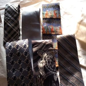 Designer and Vintage Tie Collection. SIX FOR ONE BUNDLE. Black Tones.